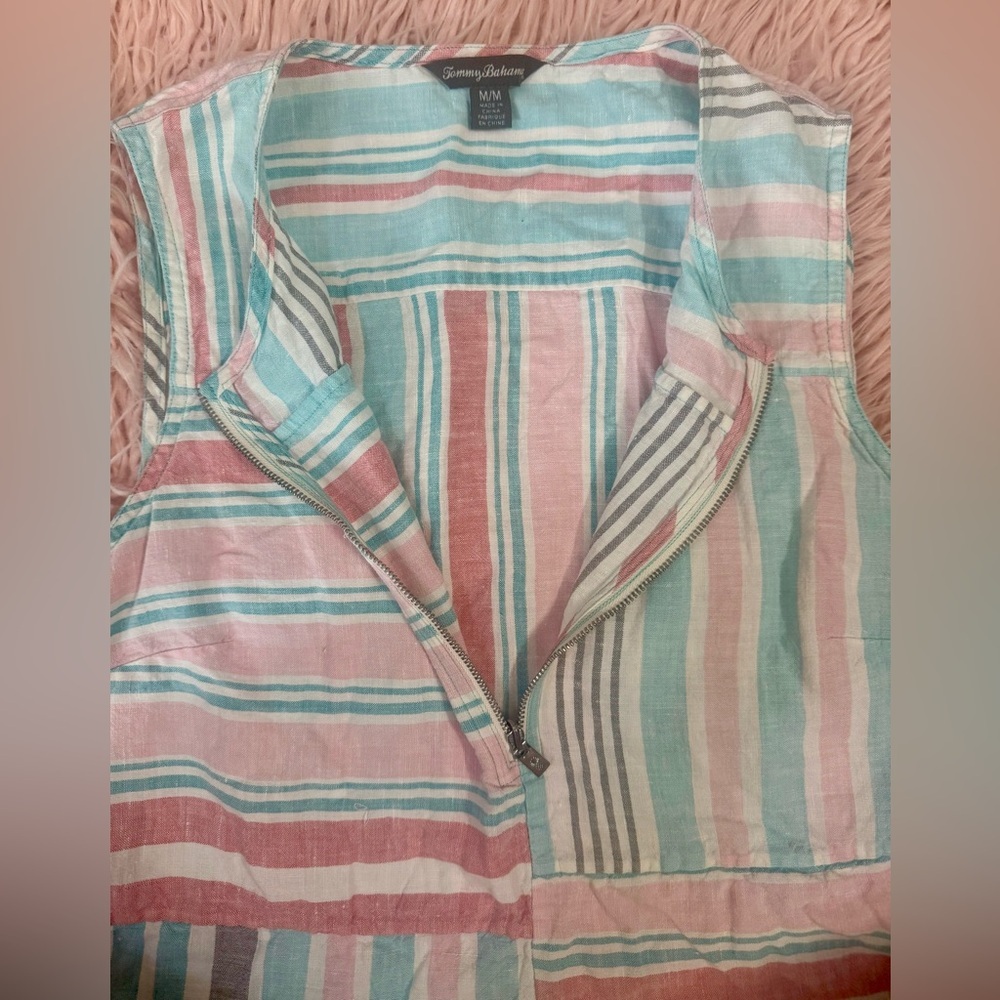 Tommy Bahama Kohala Stripe Pop Over Tank Top Blouse